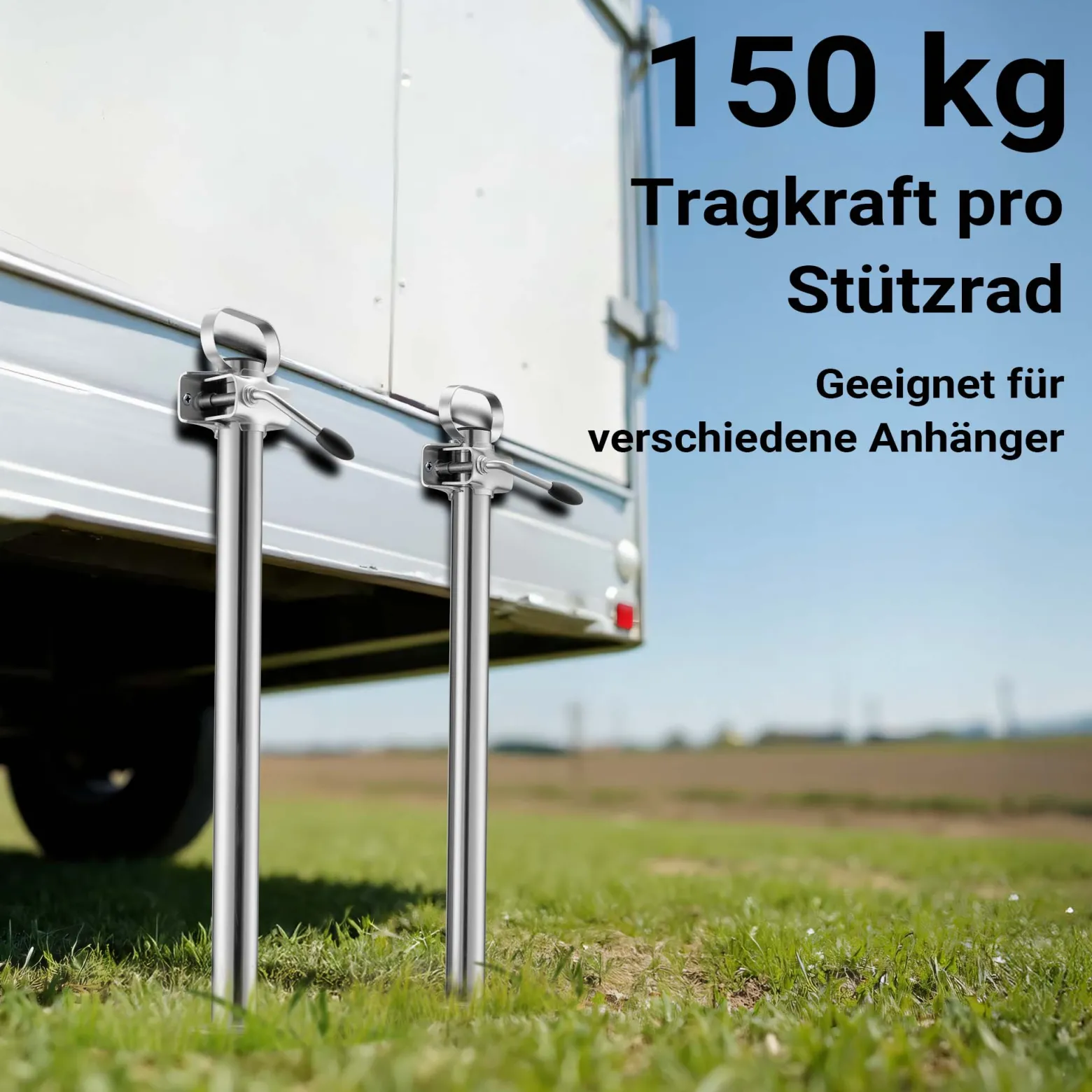 Wiltec Anhänger Set 10-teilig, Stützrad bis 362 kg Traglast mit Klemmhaltern, Stützen & Unterlegkeilen