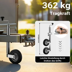 Wiltec Anhänger Set 10-teilig, Stützrad bis 362 kg Traglast mit Klemmhaltern, Stützen & Unterlegkeilen