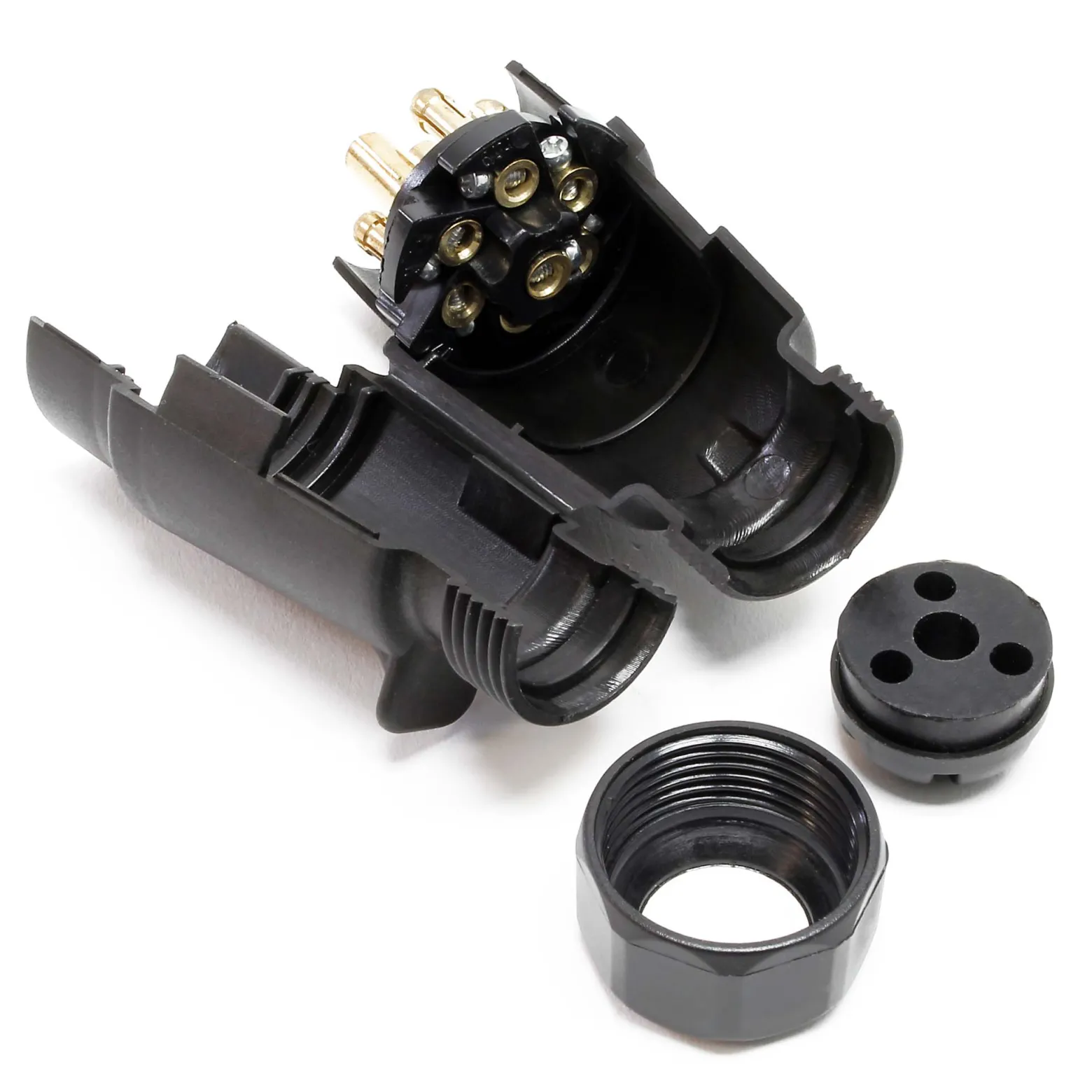 Wiltec Anhänger Stecker 7-polig 12V, Kunststoff Adapter für PKW Anhänger, Anhängerkupplung Steckanschluss, Anhängersteckdose