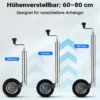 Wiltec Anhänger Stützrad mit 362 kg Stützlast ø48 mm, Bugrad mit Kurbel, Anhängerrad, Abstellstütze