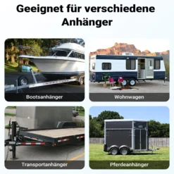Wiltec Anhänger Stützrad mit 362 kg Stützlast ø48 mm, Bugrad mit Kurbel, Anhängerrad, Abstellstütze