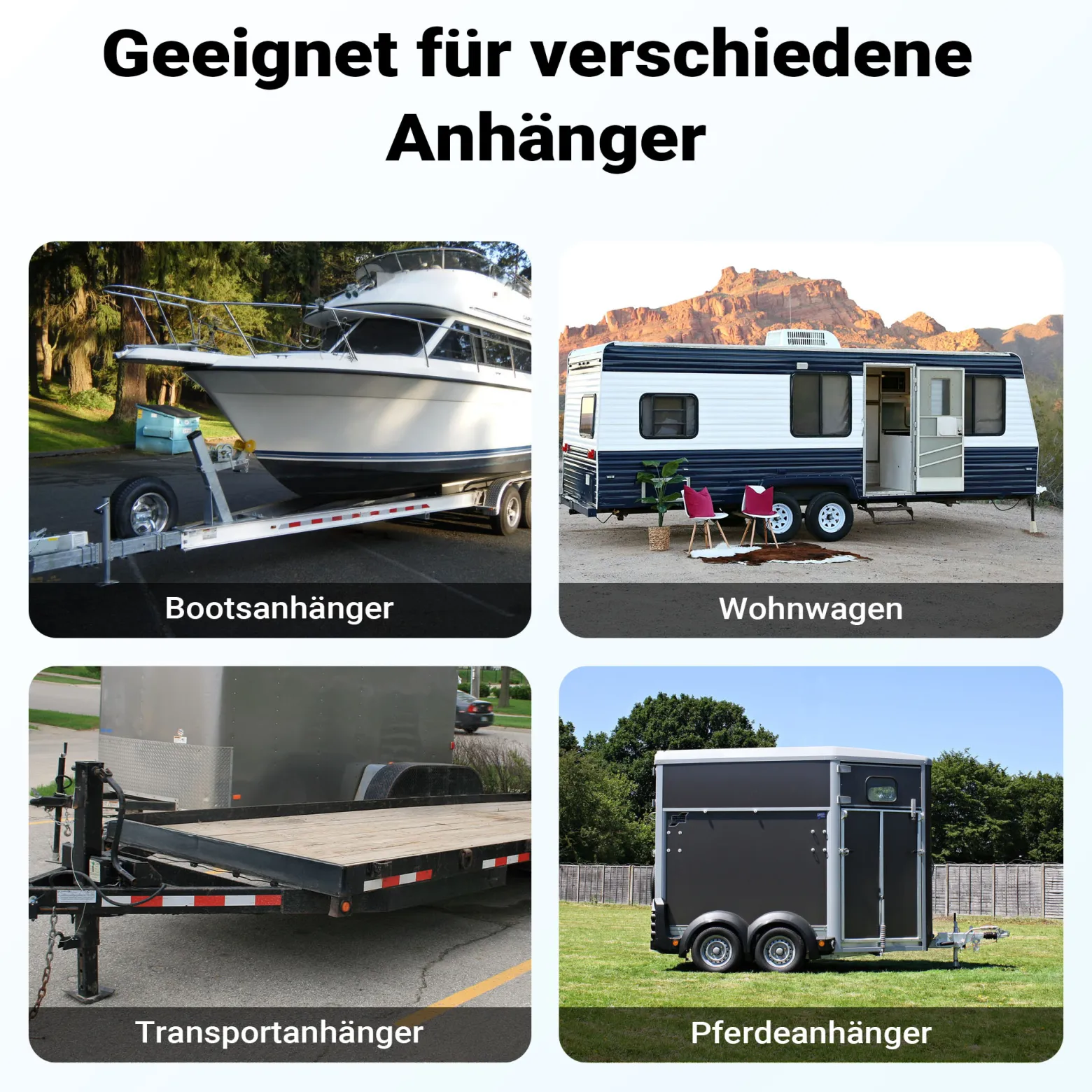 Wiltec Anhänger Stützrad mit 362 kg Stützlast ø48 mm, Bugrad mit Kurbel, Anhängerrad, Abstellstütze