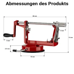 Wiltec Apfelschäler 3 in 1 mit Stahlklingen, Apfelschälmaschine 30 x 10 x 13 cm, Schäler, Entkerner und Schneider, multifunktionale Schälmaschine für Obst und Gemüse, Apfelentkerner und Apfelschneider