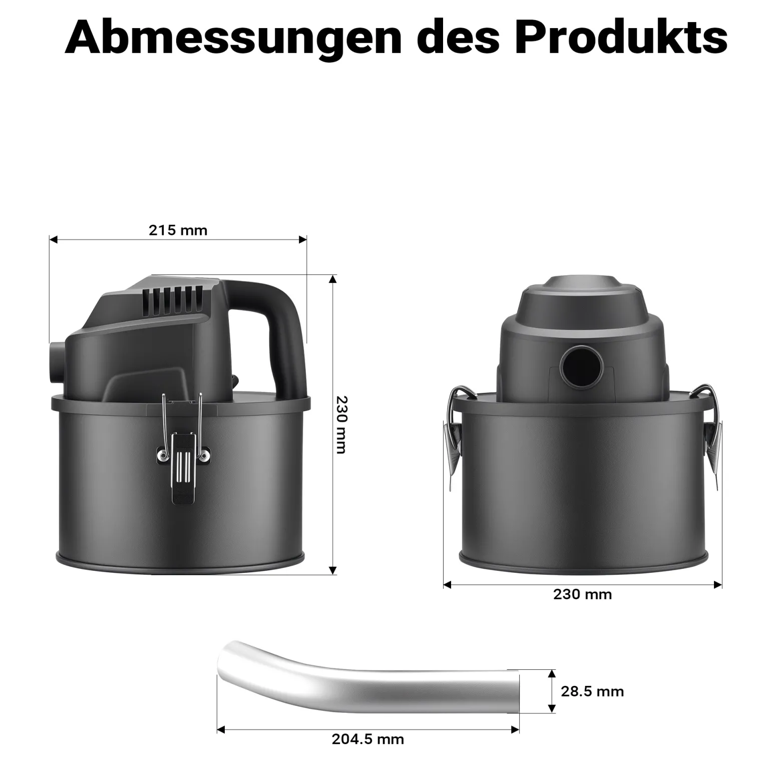 Wiltec Aschesauger 600 W, tragbarer Aschestaubsauger 4 l Fassungsvermögen, Staubsauger für Asche mit HEPA-Filter, effizienter Kaminsauger