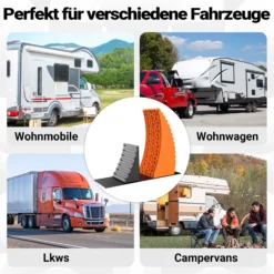 Wiltec Auffahrkeile für Wohnmobil 2er Set, Rundkeile 42,4 x 17 x 17,4 cm, Unterlegkeile 20,7 x 17 x 9,6 cm, Ausgleichskeile Wohnwagen aus HDPE, inkl. Gummimatte & Transporttasche