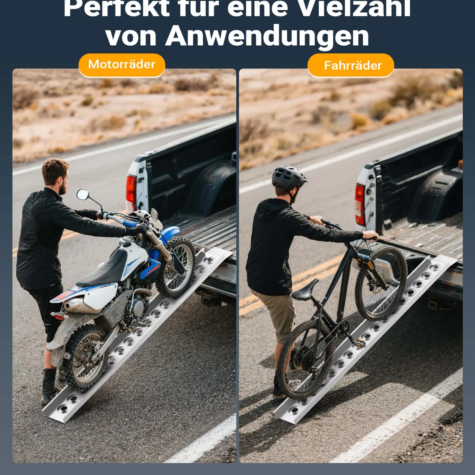 Wiltec Auffahrrampe 163 cm 180 kg für Motorrad ATV Quad, Aluminium Auffahrschiene, Verladerampe rutschsicher