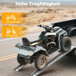 Wiltec Auffahrrampe 163 cm 180 kg für Motorrad ATV Quad, Aluminium Auffahrschiene, Verladerampe rutschsicher