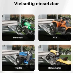 Wiltec Auffahrrampe 182 cm 200 kg für Motorrad ATV Quad, Aluminium Auffahrschiene faltbar, Verladerampe rutschsicher