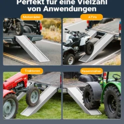 Wiltec Auffahrrampe 161 cm 2025 kg für Motorrad ATV Quad, Aluminium Auffahrschiene, Verladerampe rutschsicher