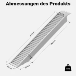 Wiltec Auffahrrampe 161 cm 2025 kg für Motorrad ATV Quad, Aluminium Auffahrschiene, Verladerampe rutschsicher