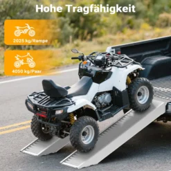 Wiltec Auffahrrampe 161 cm 2025 kg für Motorrad ATV Quad, Aluminium Auffahrschiene, Verladerampe rutschsicher