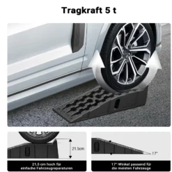 Wiltec Auffahrrampe für Pkw 2er Set bis 5 t Traglast, robuste Autorampen aus PP, Unterlegkeile 90,5 x 30 x 21,5 cm, Auffahrkeile mit rutschsicherem Boden, ideal für Wartungsarbeiten