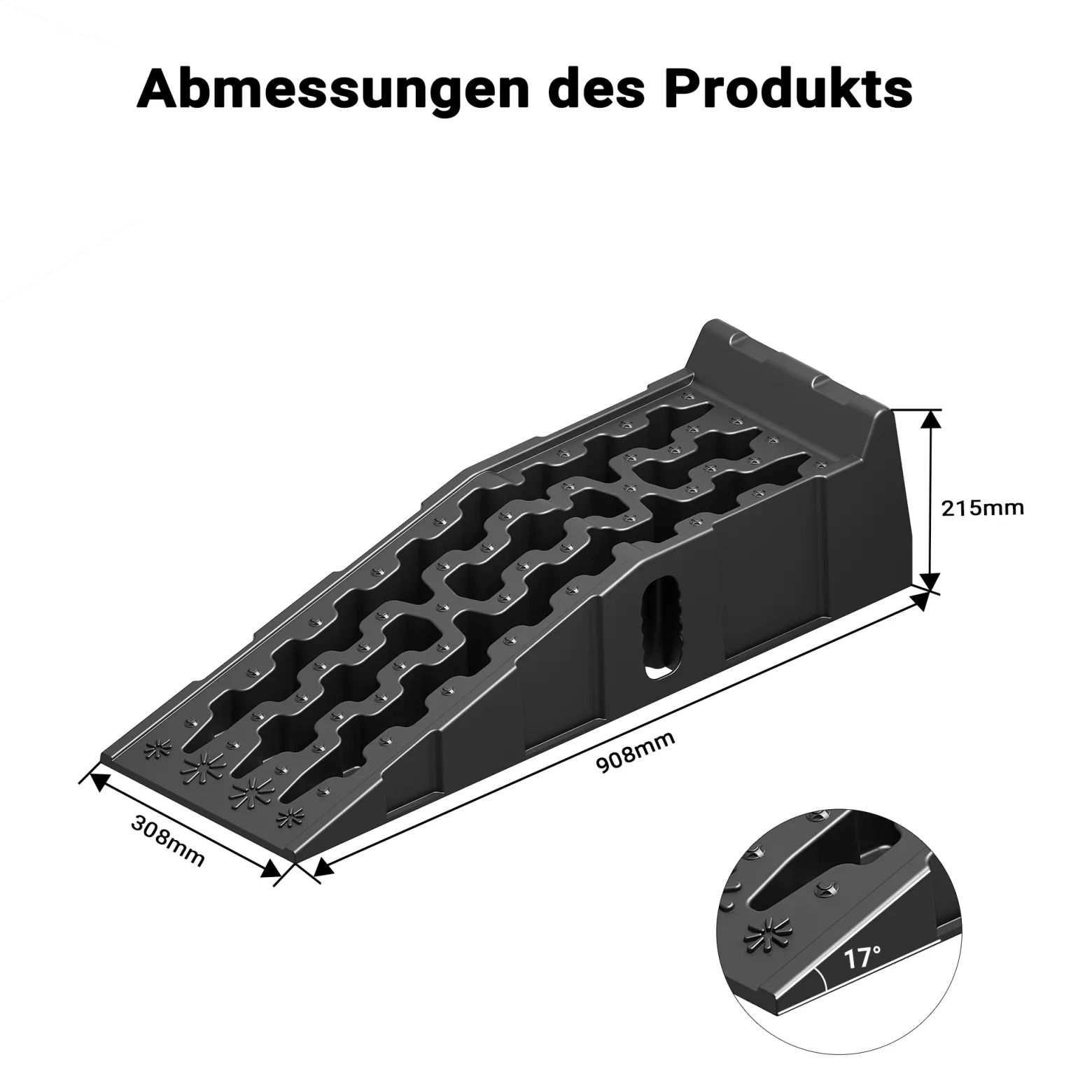 Wiltec Auffahrrampe für Pkw 2er Set bis 5 t Traglast, robuste Autorampen aus PP, Unterlegkeile 90,5 x 30 x 21,5 cm, Auffahrkeile mit rutschsicherem Boden, ideal für Wartungsarbeiten