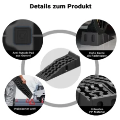 Wiltec Auffahrrampe für Pkw 2er Set bis 5 t Traglast, robuste Autorampen aus PP, Unterlegkeile 90,5 x 30 x 21,5 cm, Auffahrkeile mit rutschsicherem Boden, ideal für Wartungsarbeiten