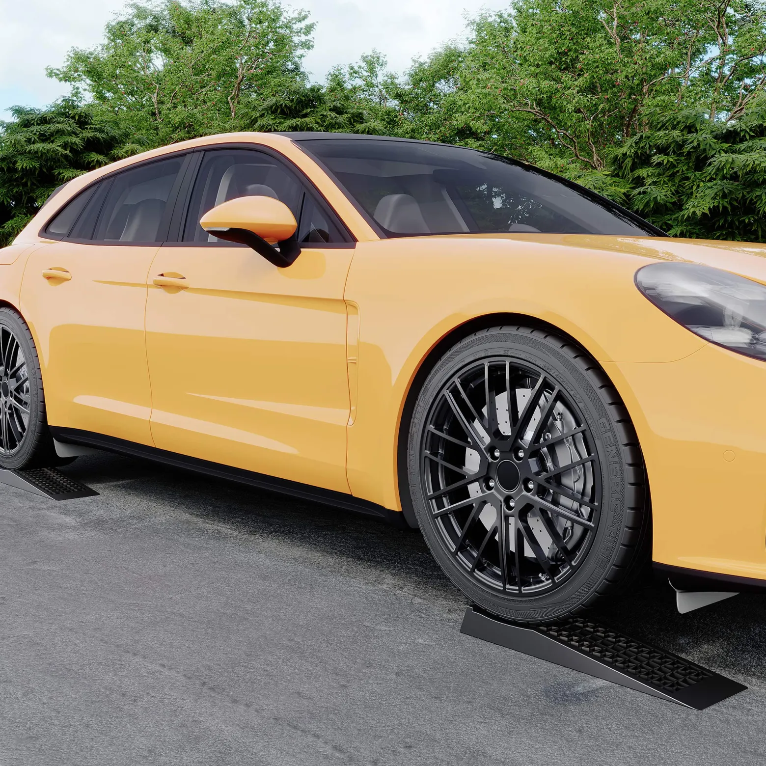Wiltec Auffahrrampen extra flach 2 Stück aus Kunststoff bis 3 t Autorampe Pkw, Rampe Auto Kfz Rampe