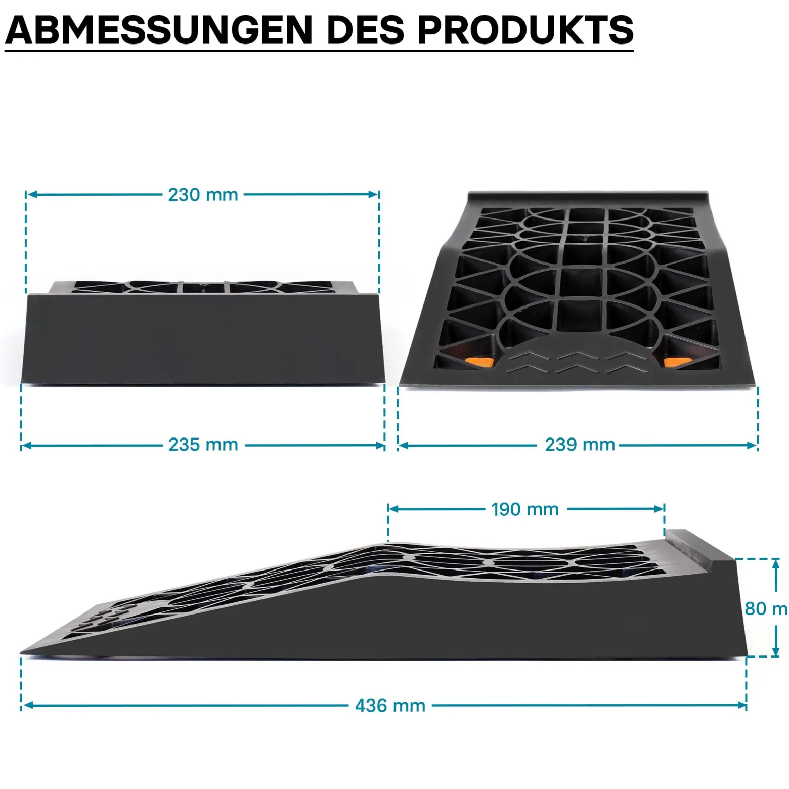 Wiltec Auffahrrampen kurz extra flach 2 Stück aus Kunststoff bis 3 t Autorampe Pkw Auto Kfz Rampe