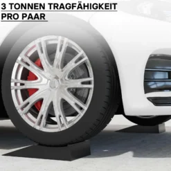 Wiltec Auffahrrampen kurz extra flach 2 Stück aus Kunststoff bis 3 t Autorampe Pkw Auto Kfz Rampe