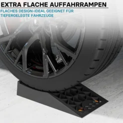 Wiltec Auffahrrampen kurz extra flach 2 Stück aus Kunststoff bis 3 t Autorampe Pkw Auto Kfz Rampe