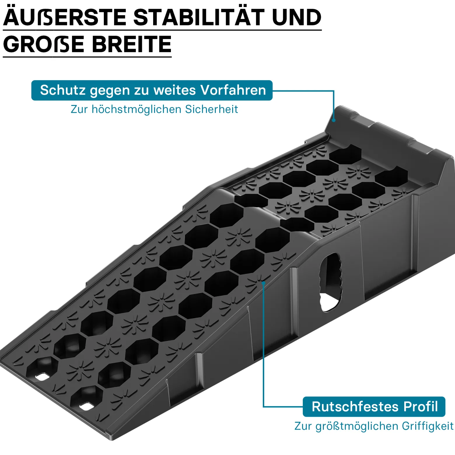 Wiltec Auffahrrampen rutschfest 2 Stück aus Kunststoff bis 6 t Autorampe Pkw Auto Kfz Rampe