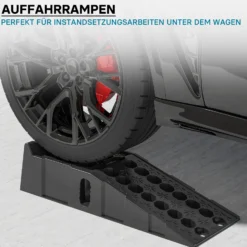 Wiltec Auffahrrampen rutschfest 2 Stück aus Kunststoff bis 6 t Autorampe Pkw Auto Kfz Rampe