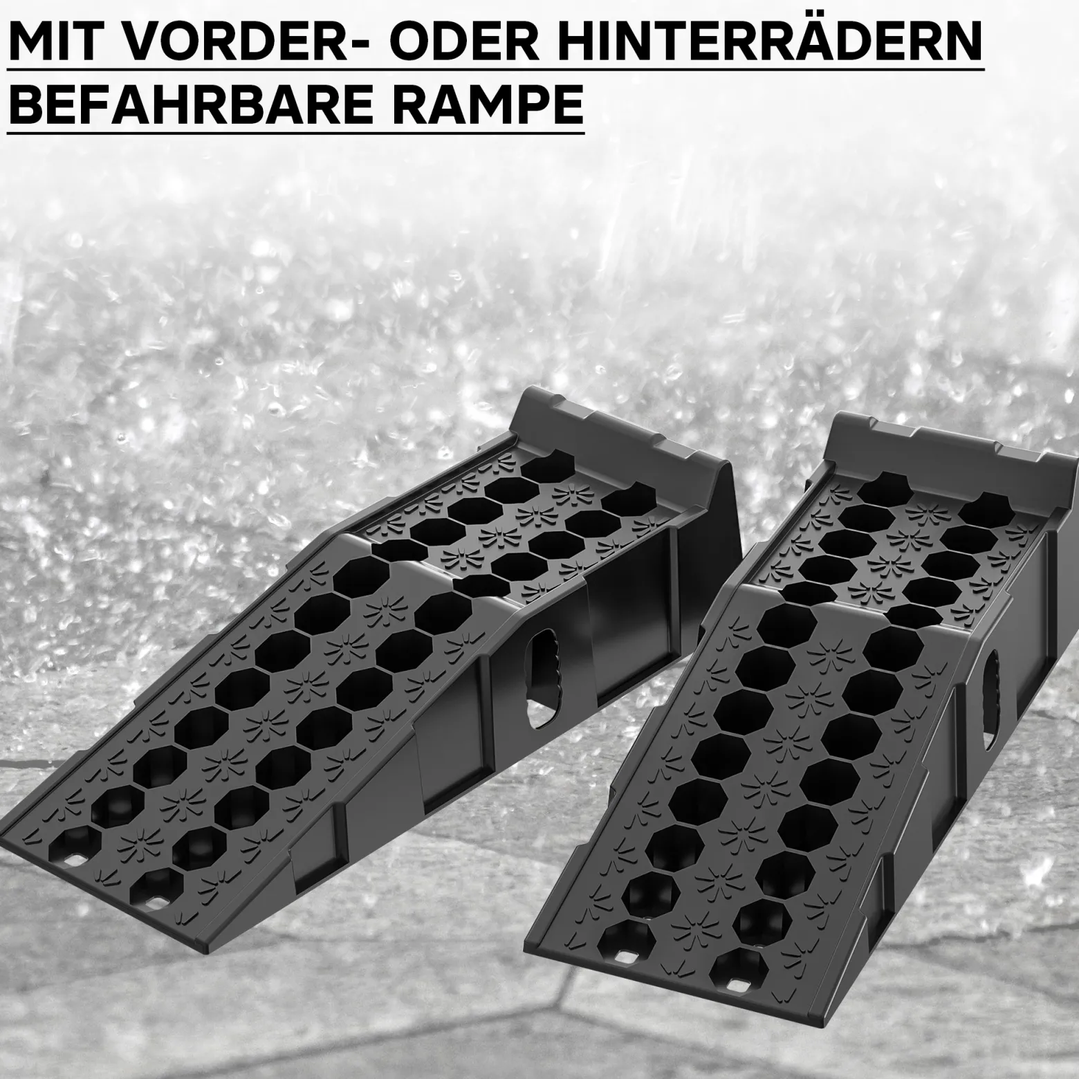 Wiltec Auffahrrampen rutschfest 2 Stück aus Kunststoff bis 6 t Autorampe Pkw Auto Kfz Rampe