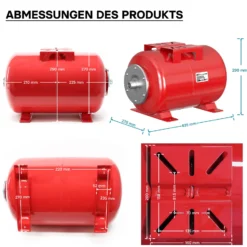 Wiltec Ausdehnungsgefäß 24 Liter, Membrankessel für Hauswasserwerke und Druckerhöhungsanlagen mit EPDM Membran