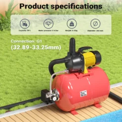 Wiltec Ausdehnungsgefäß 50 Liter, horizontaler Membrankessel für Hauswasserwerke und Druckerhöhungsanlagen mit EPDM Membran