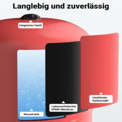 Wiltec Ausdehnungsgefäß 100 Liter, horizontaler Membrankessel für Hauswasserwerke und Druckerhöhungsanlagen mit EPDM Membran