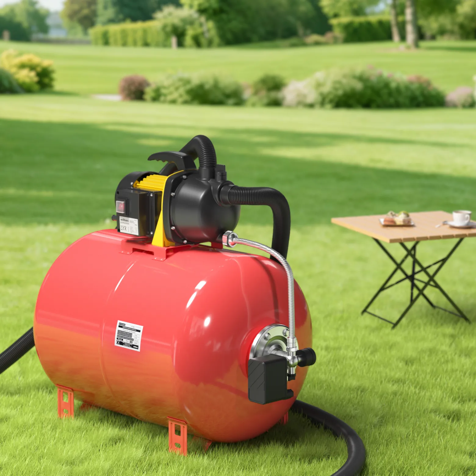 Wiltec Ausdehnungsgefäß 100 Liter, horizontaler Membrankessel für Hauswasserwerke und Druckerhöhungsanlagen mit EPDM Membran