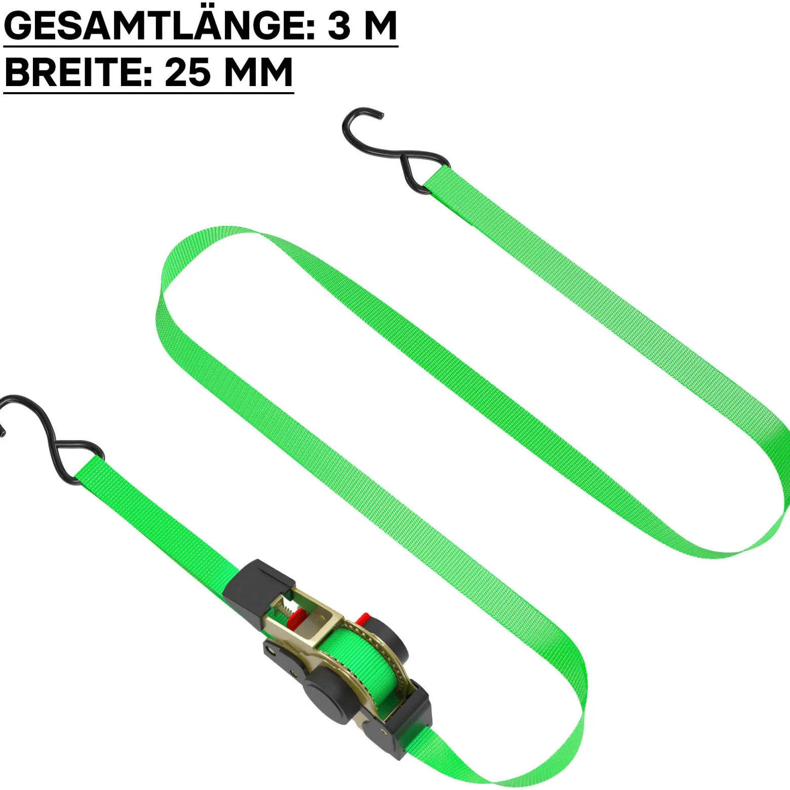 Wiltec Automatik Zurrgurt 4er Set 320 daN Zuglast 3 m x 25mm PES Spanngurt mit S-Haken selbstaufrollend, ideal für Autotransport