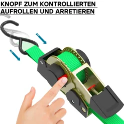 Wiltec Automatik Zurrgurt 4er Set 320 daN Zuglast 3 m x 25mm PES Spanngurt mit S-Haken selbstaufrollend, ideal für Autotransport