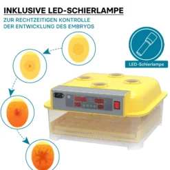 Wiltec Automatische Brutmaschine für 48 Eier, Inkubator mit vollautomatischem Wendesystem, Brutautomat mit Temperatursteuerung und Feuchtigskeitsregulierung, Brutkasten zum Eier ausbrüten