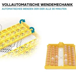 Wiltec Automatische Brutmaschine für 48 Eier, Inkubator mit vollautomatischem Wendesystem, Brutautomat mit Temperatursteuerung und Feuchtigskeitsregulierung, Brutkasten zum Eier ausbrüten