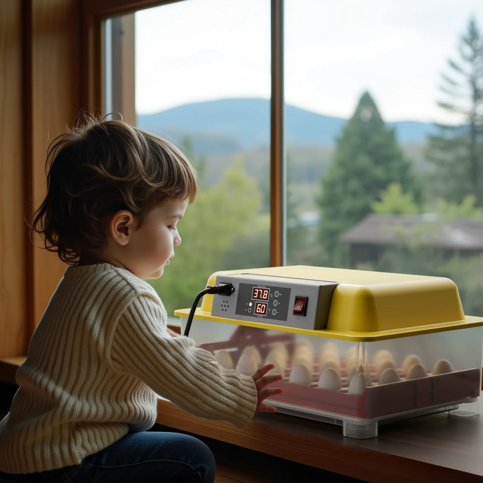 Wiltec Automatische Brutmaschine für 24 Eier, Inkubator mit vollautomatischem Wendesystem, Brutautomat mit Temperatursteuerung und Feuchtigskeitsregulierung, Brutkasten zum Eier ausbrüten