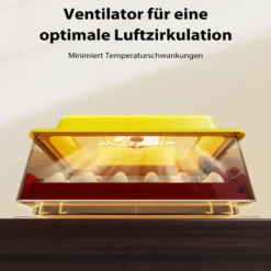 Wiltec Automatische Brutmaschine für 24 Eier, Inkubator mit vollautomatischem Wendesystem, Brutautomat mit Temperatursteuerung und Feuchtigskeitsregulierung, Brutkasten zum Eier ausbrüten