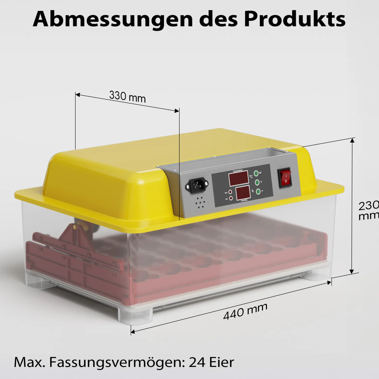 Wiltec Automatische Brutmaschine für 24 Eier, Inkubator mit vollautomatischem Wendesystem, Brutautomat mit Temperatursteuerung und Feuchtigskeitsregulierung, Brutkasten zum Eier ausbrüten