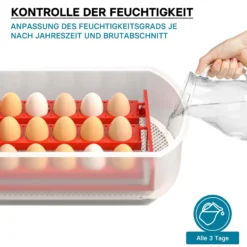 Wiltec Automatische Brutmaschine für 15 Eier, Inkubator mit vollautomatischem Wendesystem, Brutautomat mit Temperatursteuerung und Feuchtigskeitsregulierung, Brutkasten zum Eier ausbrüten
