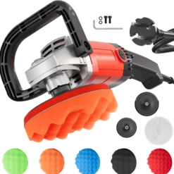 Wiltec Auto Poliermaschine Schleifmaschine 1200W bis 3000 U/min, Poliergerät mit 6 Stufen, mit Zubehör, Tellerschleifer, Rotationsschleifer
