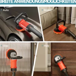 Wiltec Auto Poliermaschine Schleifmaschine 1200W bis 3000 U/min, Poliergerät mit 6 Stufen, mit Zubehör, Tellerschleifer, Rotationsschleifer