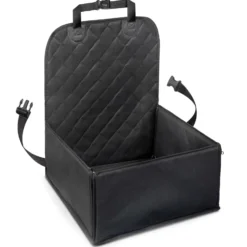 Wiltec Autositz für kleine bis mittlere Hunde 100x45 cm mit Sicherheitsgurt, Hundesitz für Vordersitz und Rücksitz, Schwarz