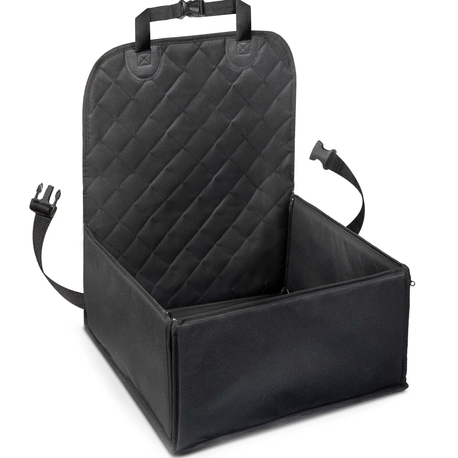 Wiltec Autositz für kleine bis mittlere Hunde 100x45 cm mit Sicherheitsgurt, Hundesitz für Vordersitz und Rücksitz, Schwarz