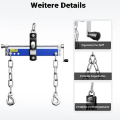 Wiltec Balancierer bis zu 750kg Positionierer für Werkstattkran als Kettenzug, Seilzug mit extra großen Befestigungsaugen Motorheber