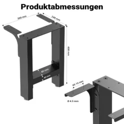 Wiltec Bankkufen aus Stahl 2er Set Vierkantrohren 30x43 cm schwarz pulverbeschichtet Bankgestell Bankbeine Tischbeine Tischgestell
