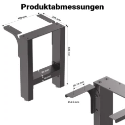 Wiltec Bankkufen aus Stahl 2er Set Vierkantrohren 40x43 cm schwarz pulverbeschichtet Bankgestell Bankbeine Tischbeine Tischgestell