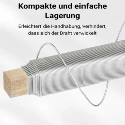 Wiltec Basteldraht silberfarben verzinkt 0,7 mm x 33 m, Wickeldraht zum Basteln und Binden, Blumendraht aus Stahl, Draht mit Holzwickel, Schmuckdraht – flexibel und stark