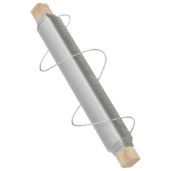 Wiltec Basteldraht silberfarben verzinkt 0,7 mm x 33 m, Wickeldraht zum Basteln und Binden, Blumendraht aus Stahl, Draht mit Holzwickel, Schmuckdraht – flexibel und stark