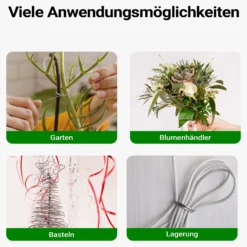 Wiltec Basteldraht silberfarben verzinkt 0,7 mm x 33 m, Wickeldraht zum Basteln und Binden, Blumendraht aus Stahl, Draht mit Holzwickel, Schmuckdraht – flexibel und stark