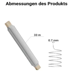 Wiltec Basteldraht silberfarben verzinkt 0,7 mm x 33 m, Wickeldraht zum Basteln und Binden, Blumendraht aus Stahl, Draht mit Holzwickel, Schmuckdraht – flexibel und stark