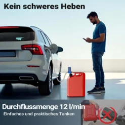 Wiltec batteriebetriebene Transferpumpe, selbstansaugende Kraftstoffförderpumpe 12 V, Umfüllpumpe mit LED-Anzeige, Förderpumpe für Benzin, Diesel, Öl