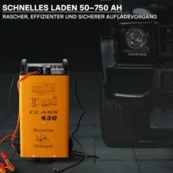 Wiltec Batterieladegerät 12V 24V 30A Batterie, Ladegerät und Starthilfe für Motorräder, Kfz, Lkw, Akkuladegerät Boost 430 mit Schnellladung